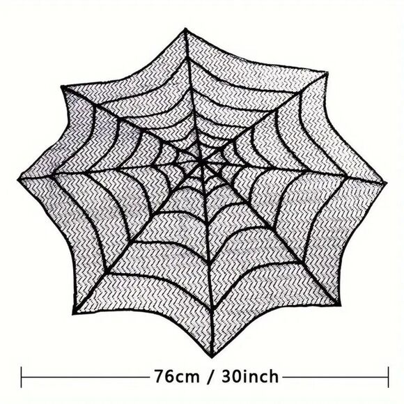 Halloween Gothic 1-Piece Black Lace Spider Web Tablecloth Dinner and Parties - Picture 3 of 3